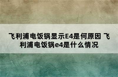 飞利浦电饭锅显示E4是何原因 飞利浦电饭锅e4是什么情况